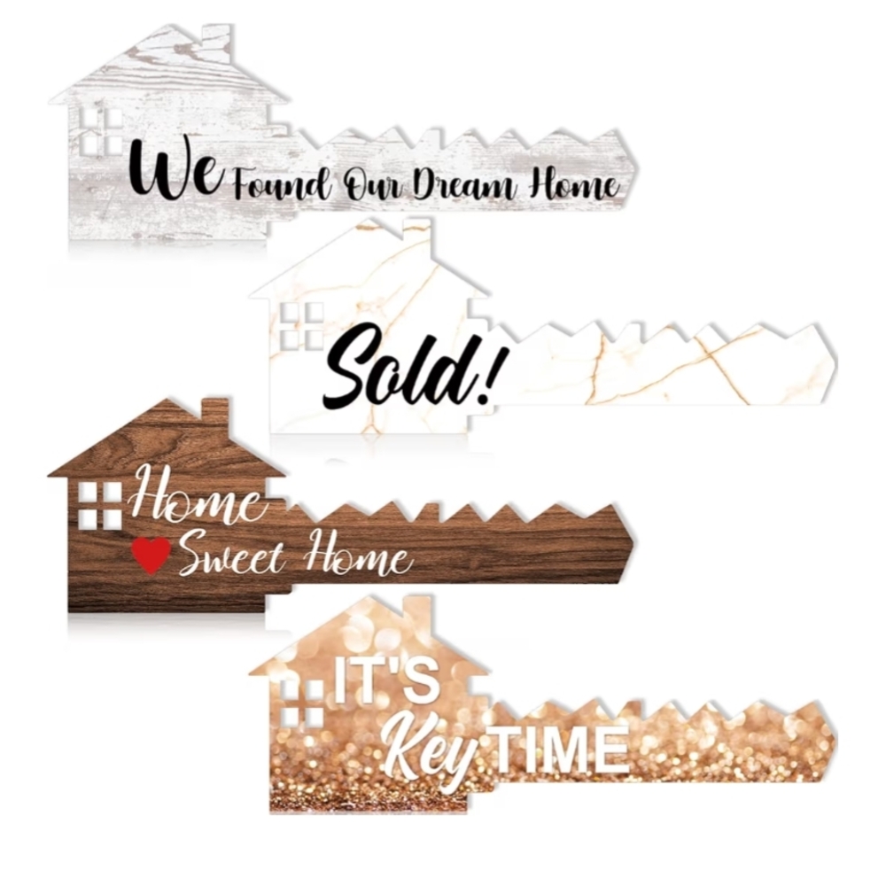 New 2 Pcs Double Sided Decorative Key Shaped Photo Props For Real Estate Agents